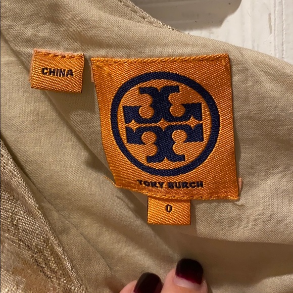 Tory Burch Ardell Ivory Metallic Jacquard linen blend cocktail dress size 0 - Picture 11 of 16